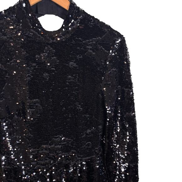 NBD Women's Black Sequin Long Sleeve Jumpsuit Small - Picture 3 of 4